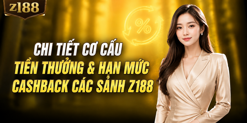 Chi tiết cơ cấu tiền thưởng cùng hạn mức cashback các sảnh game Z188